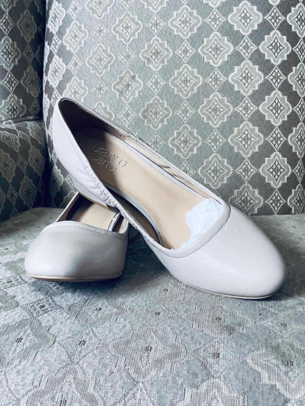 Franco Sarto Blush Nude Leather Elastic Block Heel Pumps Size 9 - NEW